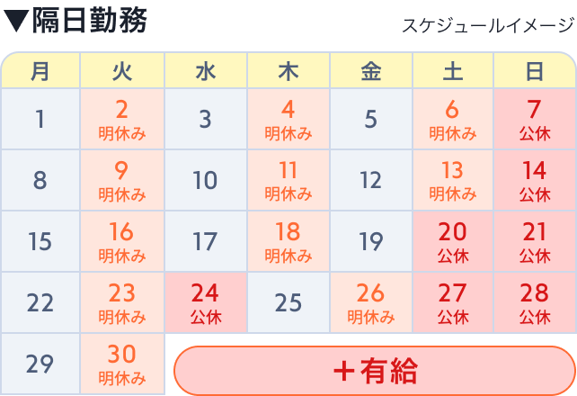 隔日勤務スケジュールイメージ